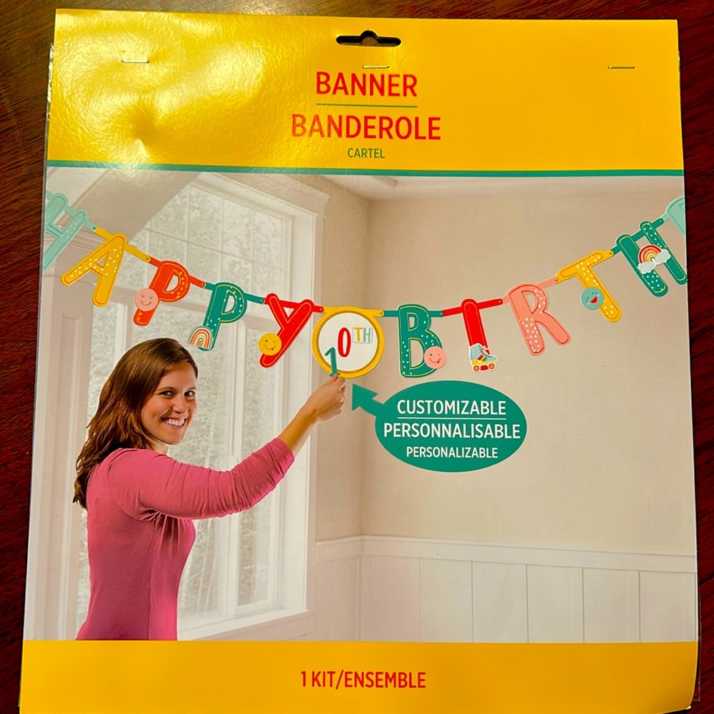 Customizable Happy Birthday Banner kit brand new sealed pack of 6
